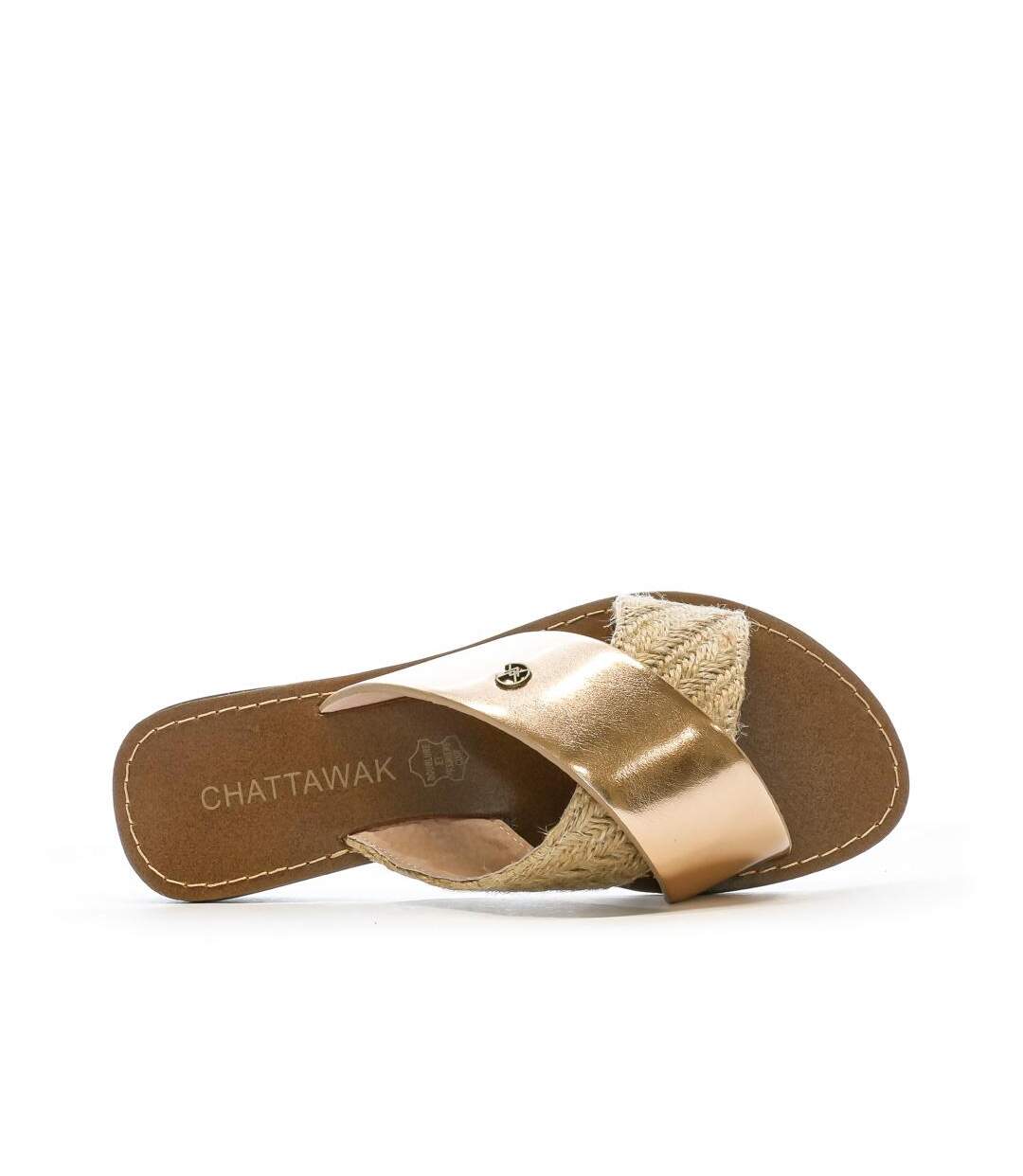 Claquettes croisées rose gold femme chattawak brana-3