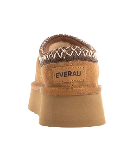 Womens/ladies Wonga Leather Slippers Chestnut EverAu