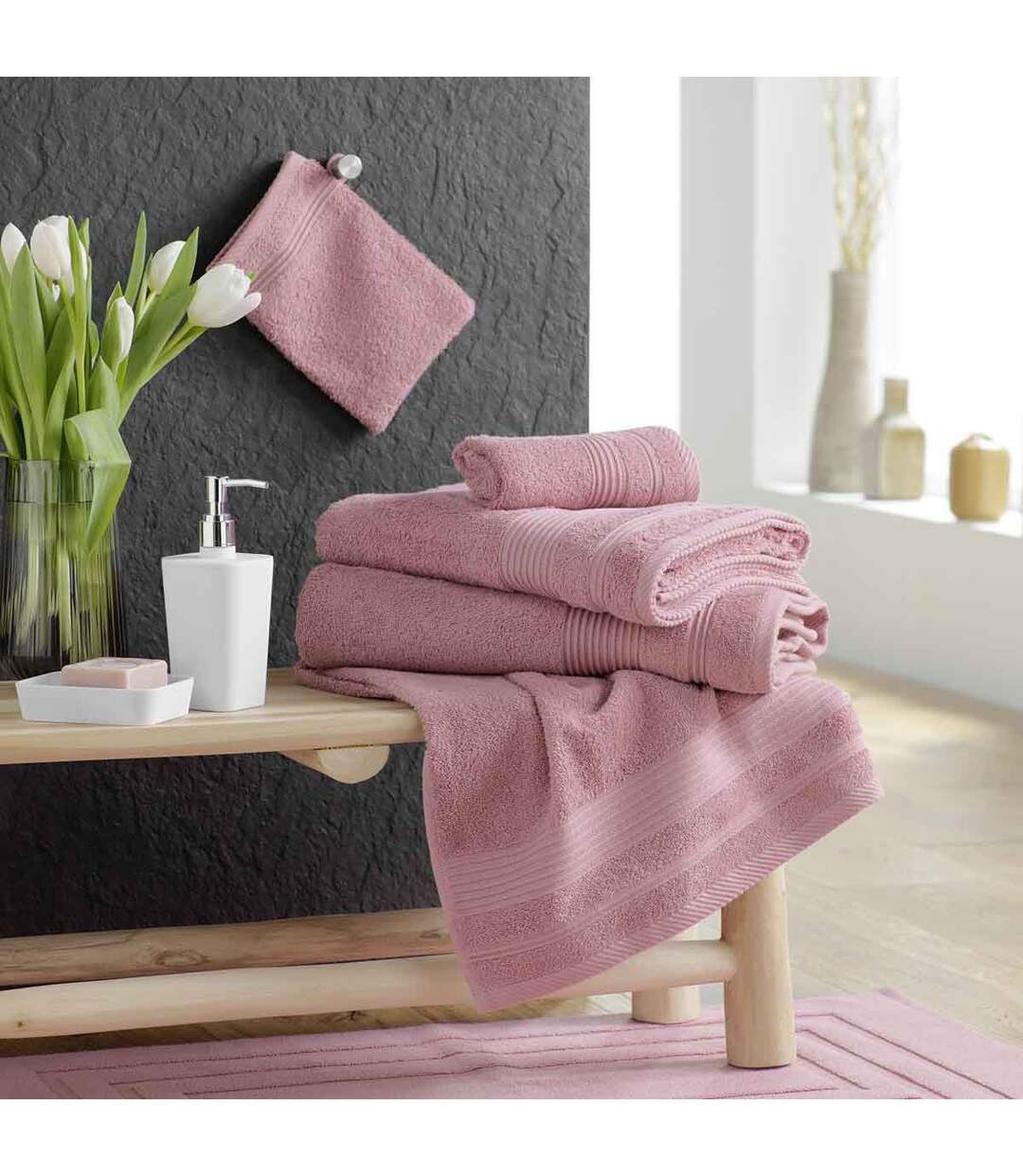 Peignoir Col Châle en Coton Tendresse Bois de Rose-5