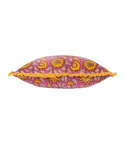 Clarendon velvet floral cushion cover 50cm x 50cm plum Paoletti