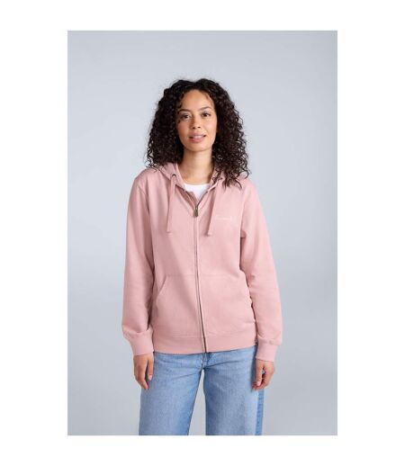 Womens/ladies Nikki Organic Zipped Hoodie Light Pink Animal