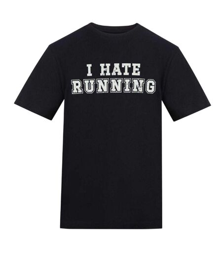 Mens I Hate Running T-shirt Black AWD