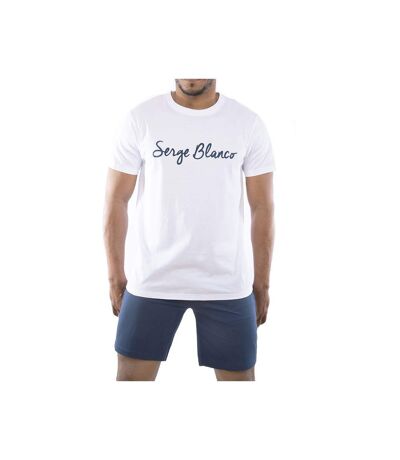 Ensemble homme Pyjama court T-shirt col rond bicolore Serge Blanco