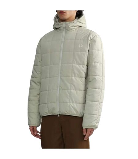 Doudoune Matelassée Motif/style Quadrillage Homme Blanc Cassé Fred Perry