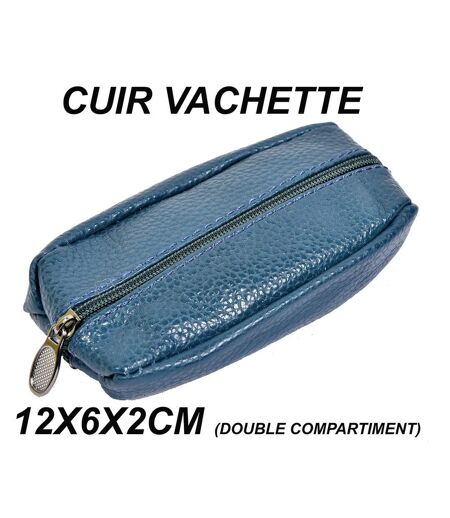 Portefeuille, Porte Monnaie ELEPHANT D'OR - 100% Cuir de Vachette- Bourse 6787 Bleu