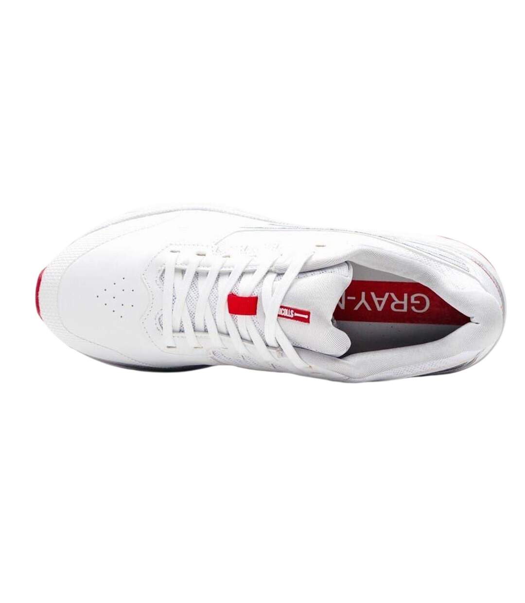 Mens Velocity Leather Spikes Cricket Shoes White Red Gray-Nicolls-3