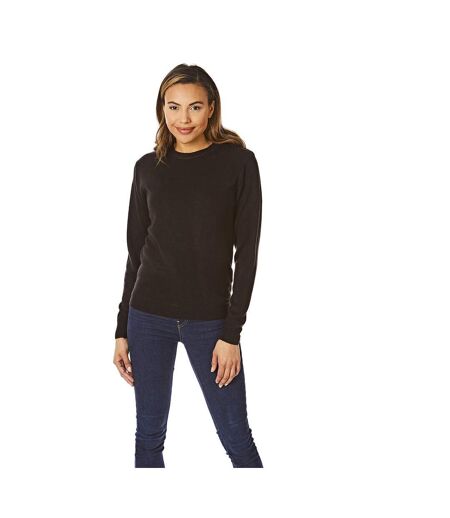 Womens/ladies soft touch crew neck jumper black Light And Shade