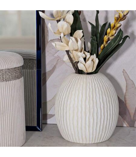 Vase Design Rainuré Icicle 38cm Crème