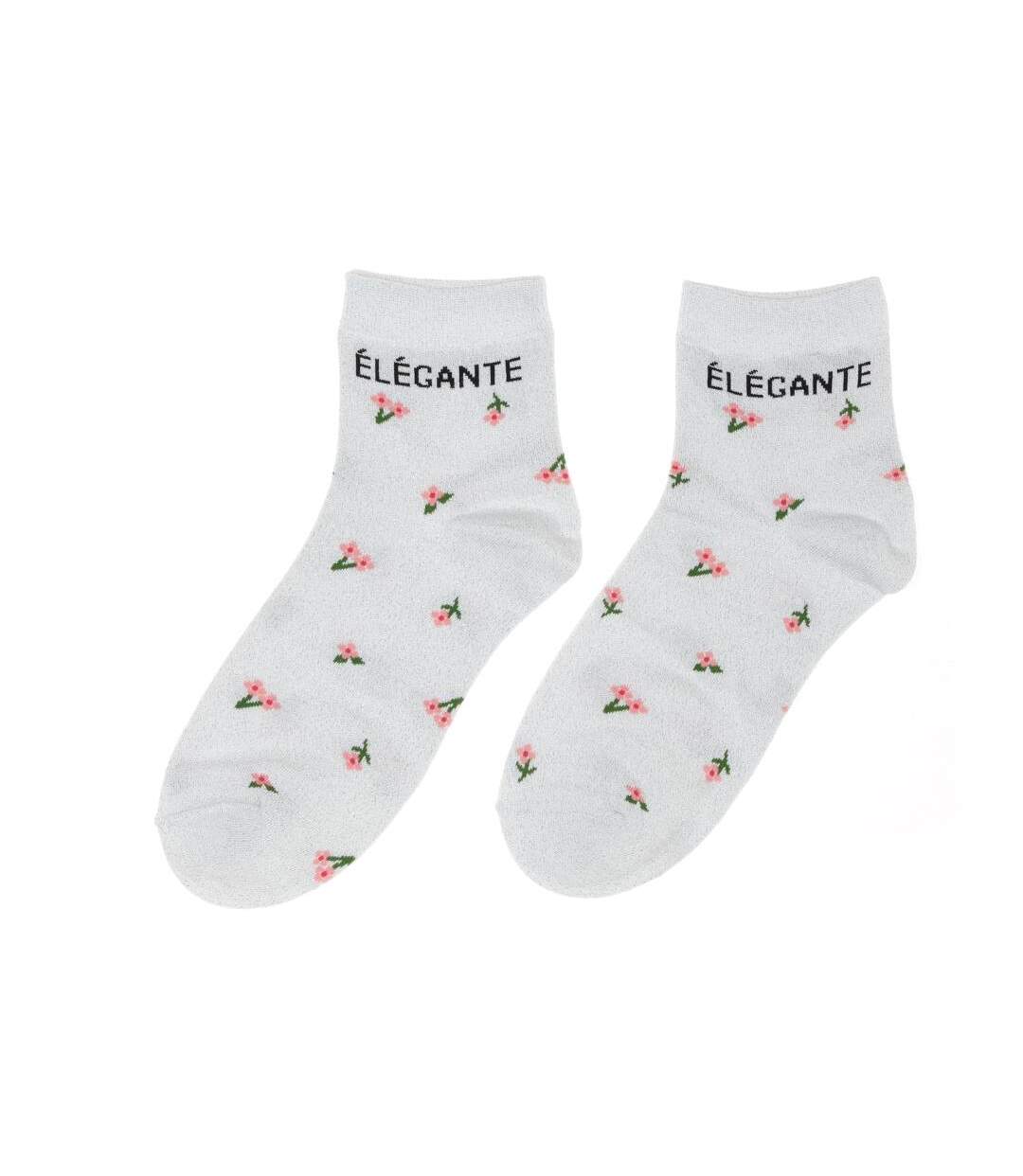 Chaussettes grise à fleurs femme stella green elégante-1