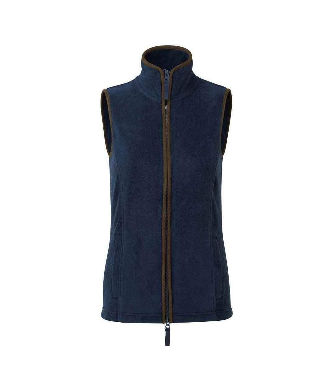 Womens/ladies artisan fleece gilet navy/brown Premier-1