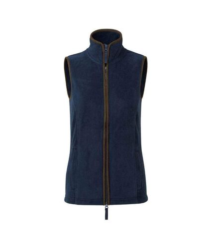 Womens/ladies artisan fleece gilet navy/brown Premier