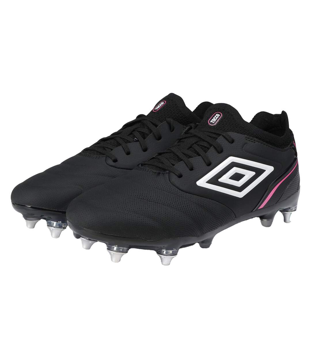 Mens Tocco V Pro Soft Ground Football Boots Black White Pink Glow Umbro-4