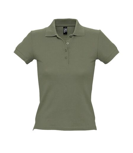 SOLS Womens/Ladies People Pique Short Sleeve Cotton Polo Shirt (Khaki) - UTPC319