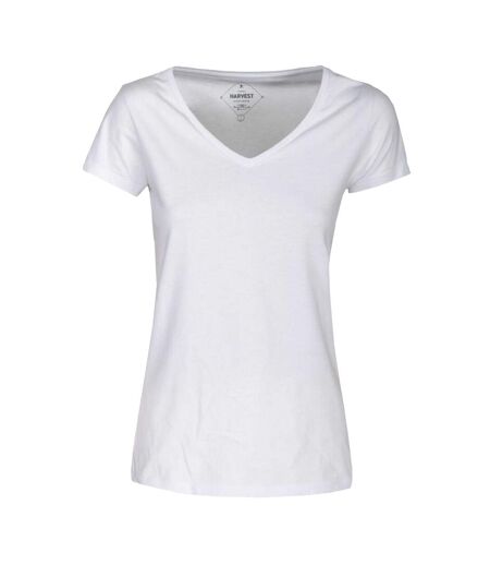 Womens/ladies Whailford V Neck T-shirt White James Harvest