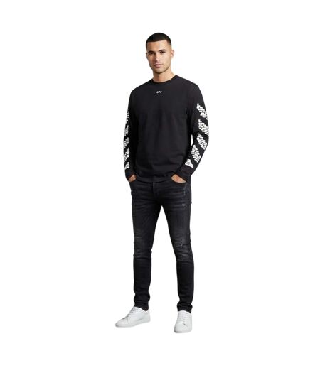 Mens Brick Relaxed Fit Long-sleeved T-shirt Black Off White