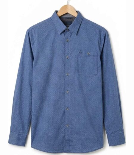 CHALLENGER TAKA2 — Chemise à carreaux manches longues marine et bleu : aisance naturelle et pur coton