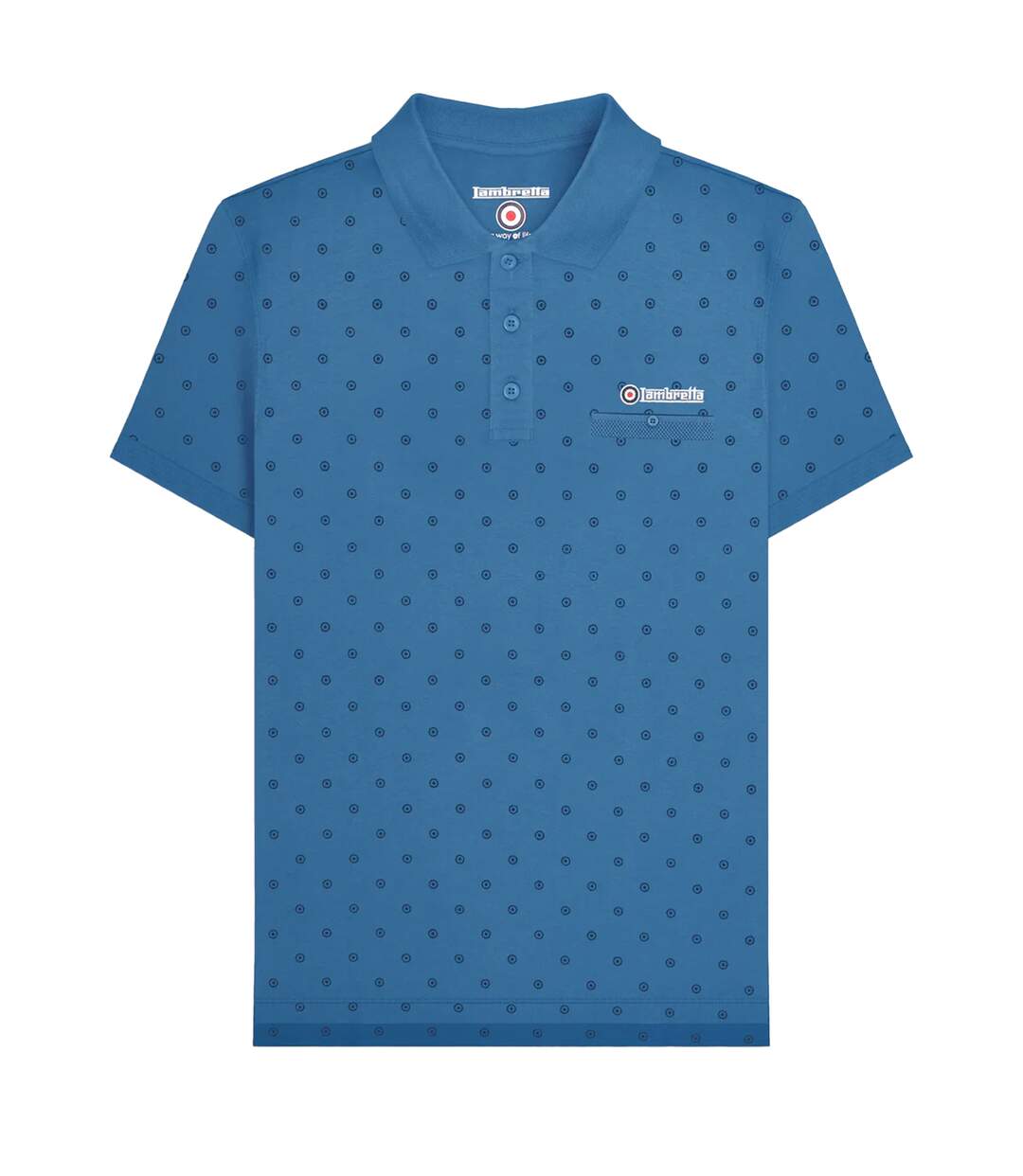 Mens Premium Aw24 Target Polo Shirt Dark Blue Navy Lambretta-2