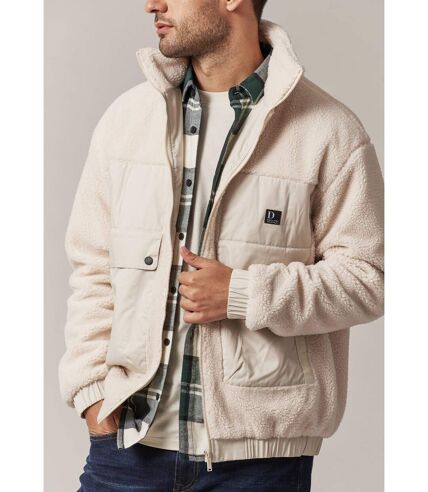 Veste casual bimatière en sherpa et imitation fourrure pour homme COSMO