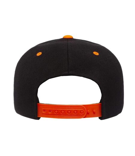 Casquette Ajustable Motif/style Deux Tons Noir Orange Néon Flexfit