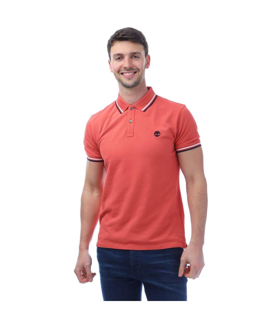 Mens Oyster River Logo Polo Shirt Pink Timberland-1