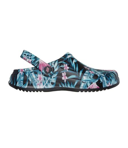 Womens/ladies Archfitwave Floral Eva Open Toe Sandals Black Multicoloured Skechers