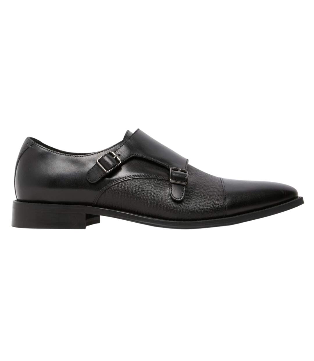 Mens Double Monk Strap Flat Formal Shoes Black Where´s That From-1