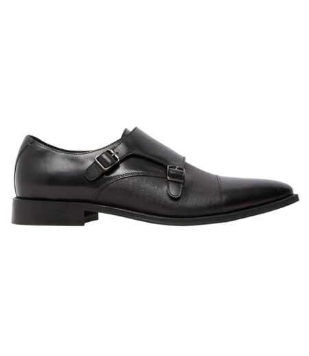 Mens Double Monk Strap Flat Formal Shoes Black Where´s That From