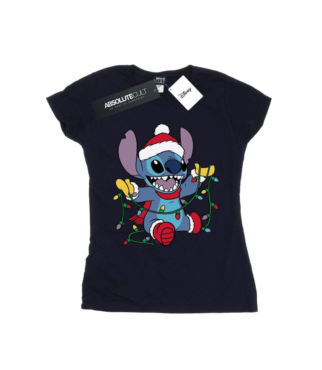 Disney T-shirt en coton Femmes/Ladies Lilo And Stitch Christmas Lights (Bleu marine) - UTBI25423-1