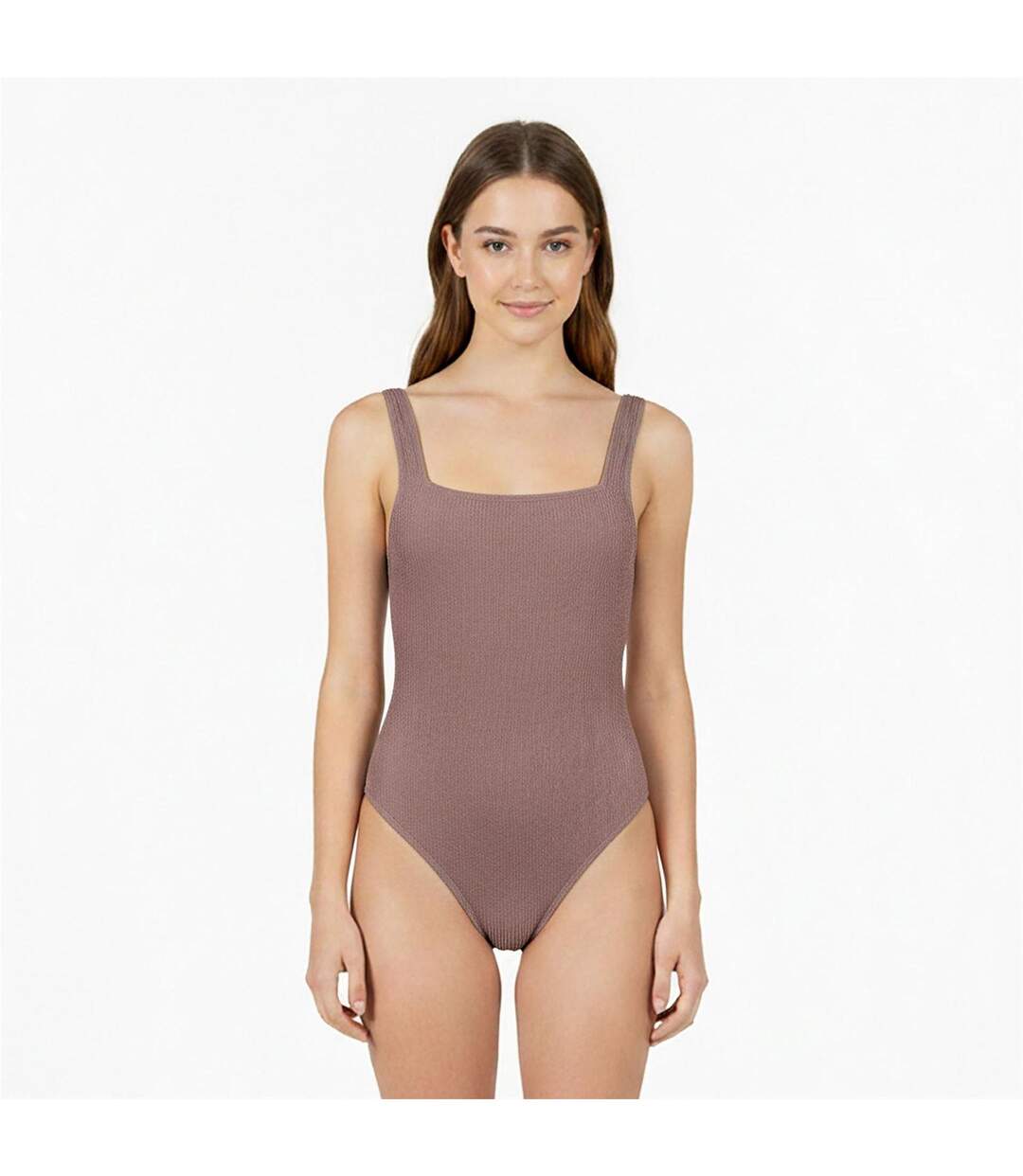 Womens/ladies Crinkled One Piece Swimsuit Mocha Jack Wills-1