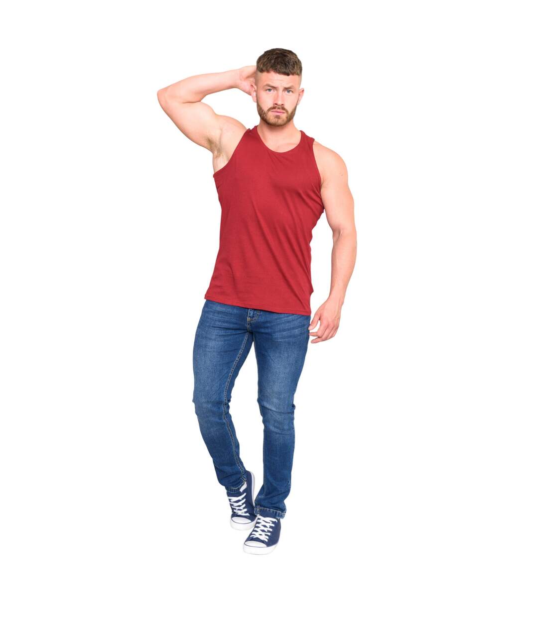 Duke Mens Fabio-2 Muscle Vest (Red) - UTDC168-3