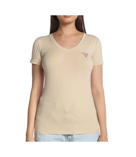T-shirt beige femme guess mini triangle - m