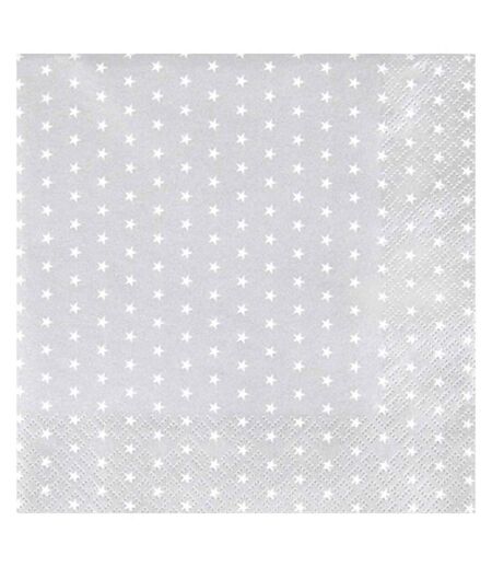 Lot de 20 Serviettes en Papier Mini Étoile 33x33cm Argent