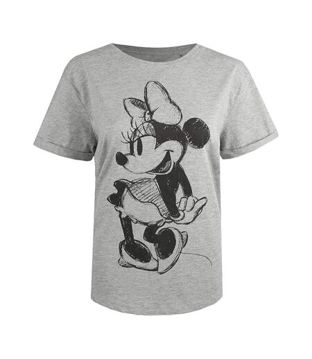 T-Shirt gris femme disney minnie sketch