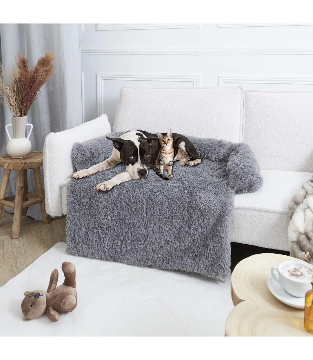 Plaid couverture de canapé pour chien et chat - Gris-3