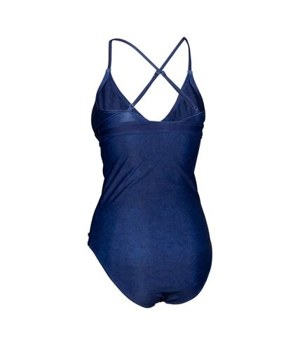 Womens/ladies mimi palm leaf one piece bathing suit blue Trespass