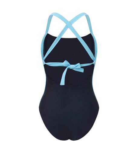 Womens/ladies Tie Up Back One Piece Swimsuit Navy Slazenger