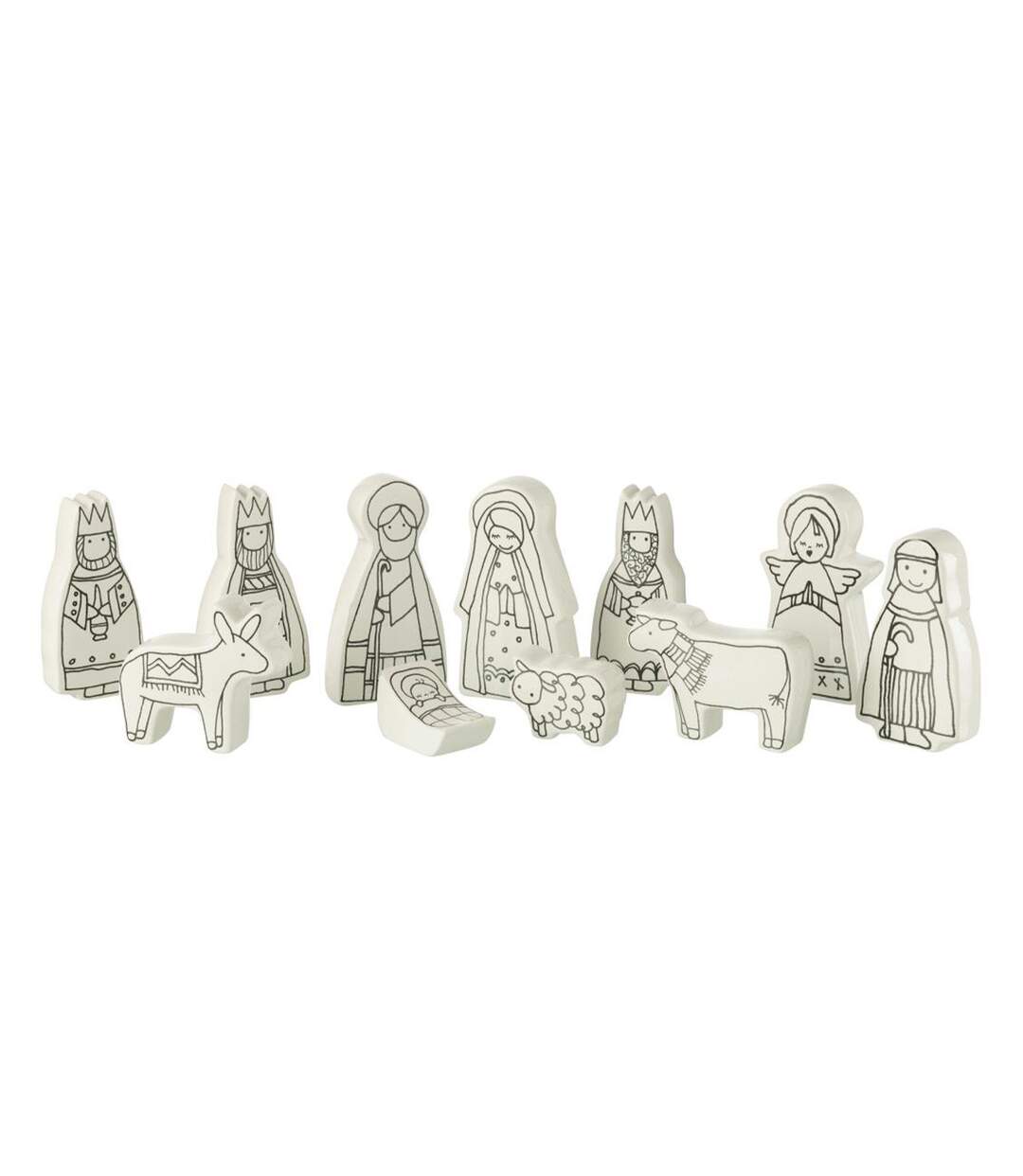 Crèche de Noël en Dolomite 11 Santons 14cm Blanc-1