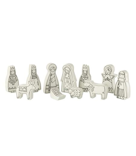 Crèche de Noël en Dolomite 11 Santons 14cm Blanc
