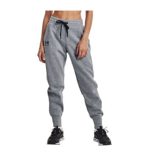 Womens/ladies Rival Tapered Jogging Bottoms Steel Heather Under Armour