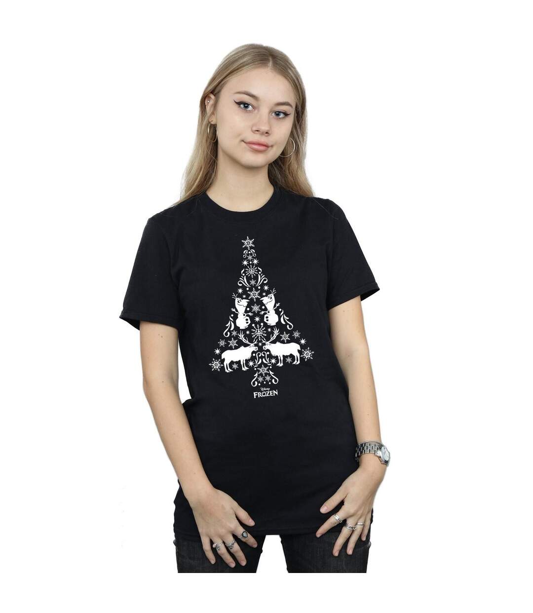 Disney - T-shirt FROZEN CHRISTMAS TREE - Femme (Noir) - UTBI24687-2