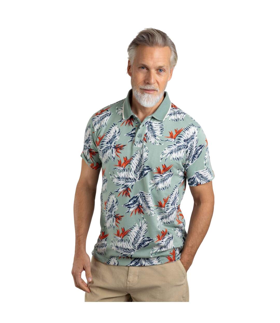 Mens sarat printed polo shirt mineral blue Weird Fish-4