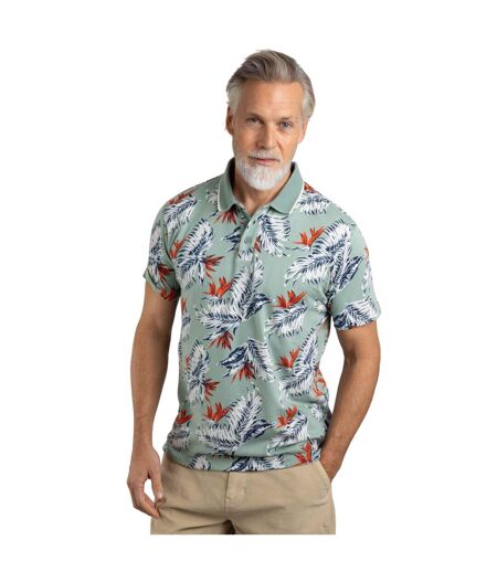 Mens sarat printed polo shirt mineral blue Weird Fish