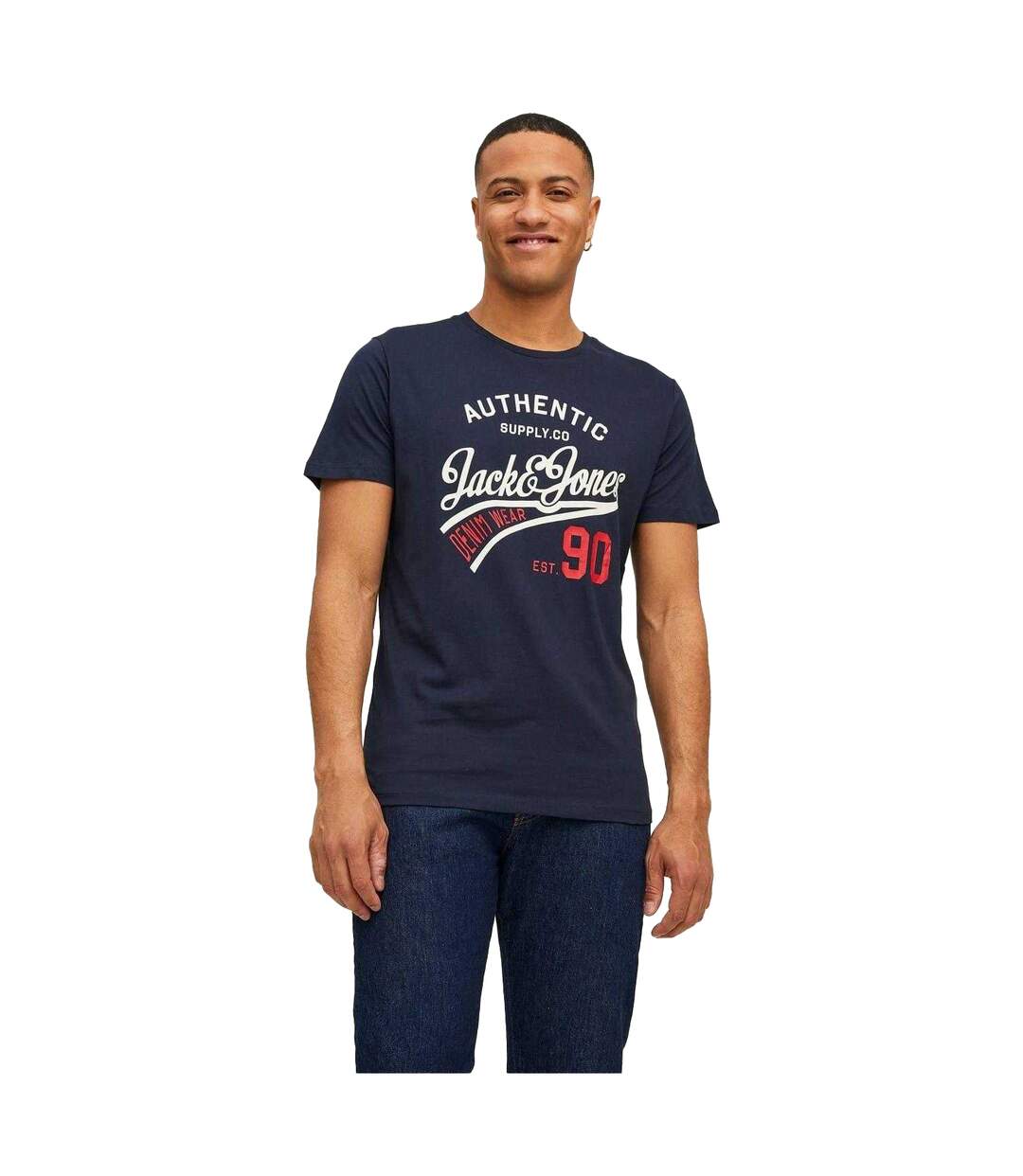Lot De 3  T-shirts Ethan Homme Noir Blanc Bleu Marine Jack And Jones-4
