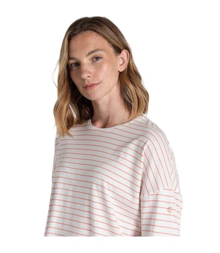 T-shirt Ample Manches Longues Motif/style À Rayures Kielder Femme Orange Foncé À Rayures Craghoppers