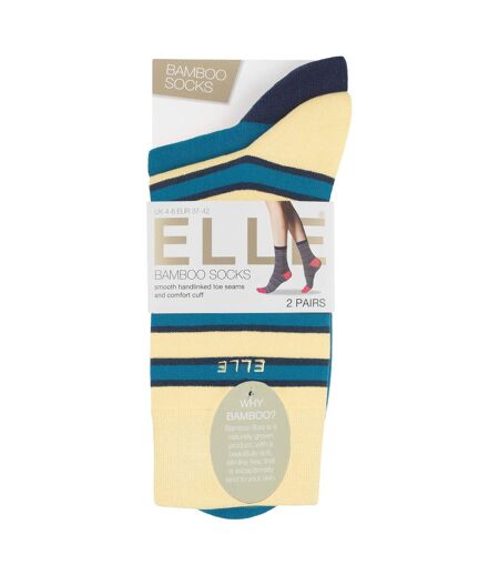 2 Pack Ladies Striped and Plain Bamboo Socks - Soft Breathable Everyday Comfort