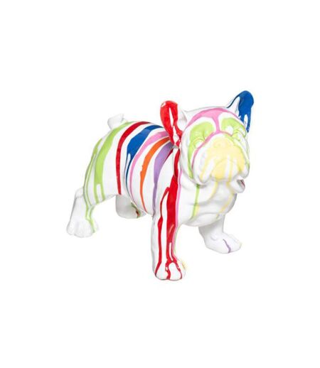 Statuette Déco Chien Peint 34cm Blanc