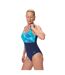 Womens/ladies Wavy One Piece Swimsuit Peacoat Sky Speedo-1