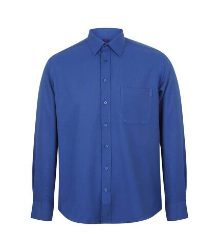 Mens moisture wicking long-sleeved shirt royal blue Henbury