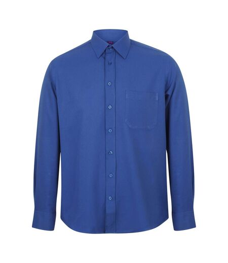 Mens moisture wicking long-sleeved shirt royal blue Henbury