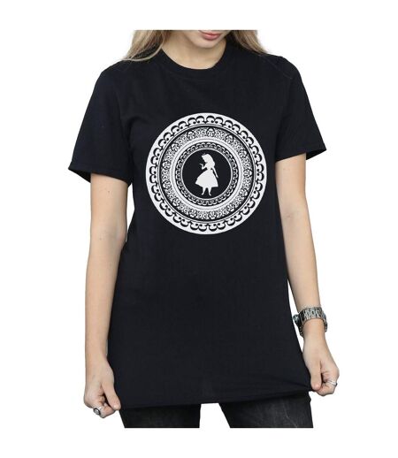 Disney Womens/Ladies Alice In Wonderland Circle Cotton Boyfriend T-Shirt (Noir) - UTBI8543